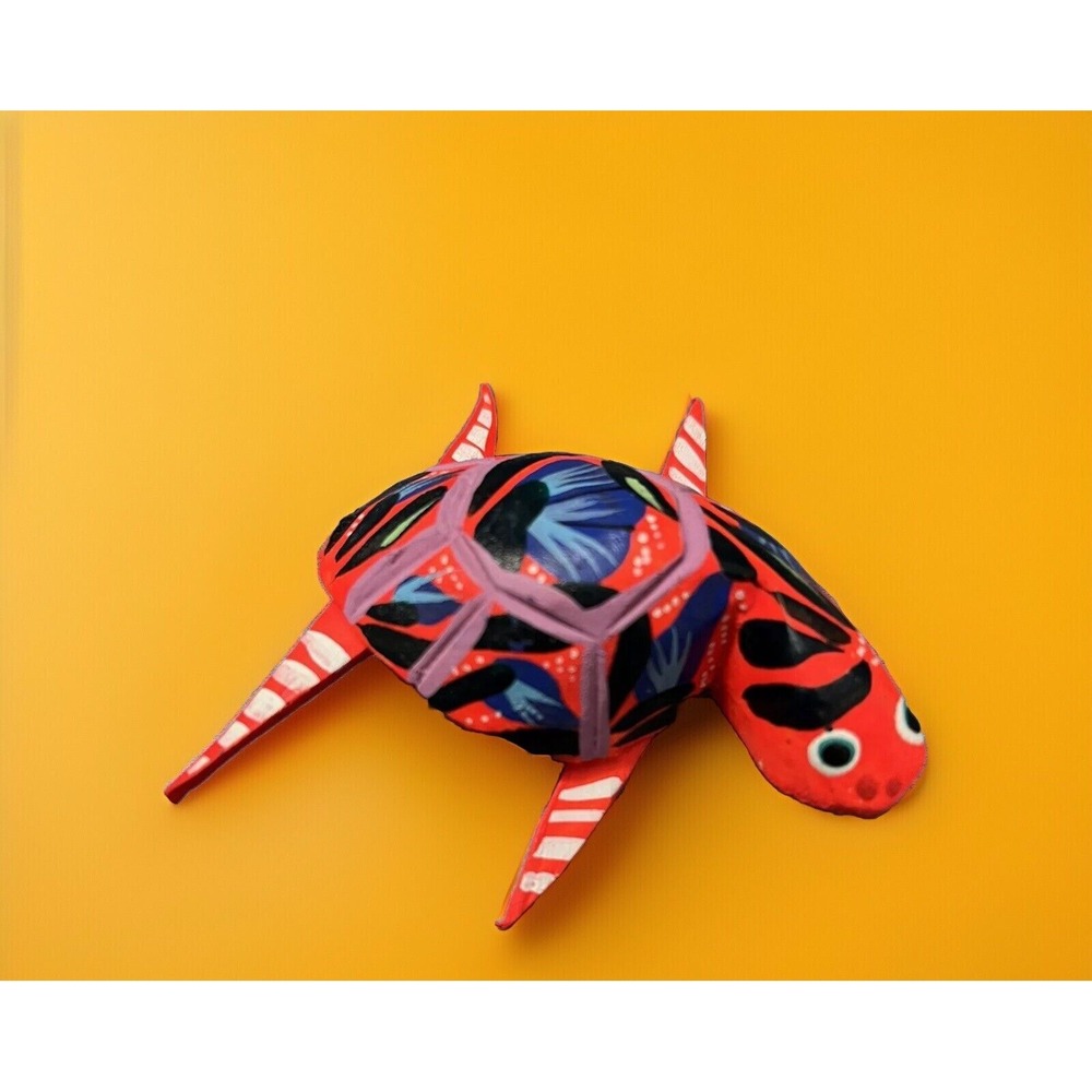 Oaxacan Alebrije Sea Turtle Copal Wood Carving Collectible Folk Art Miniature